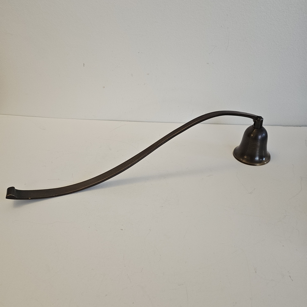 Bronze Bell Shaped Candle Snuffer Extinguisher W/ Long Curved Handle